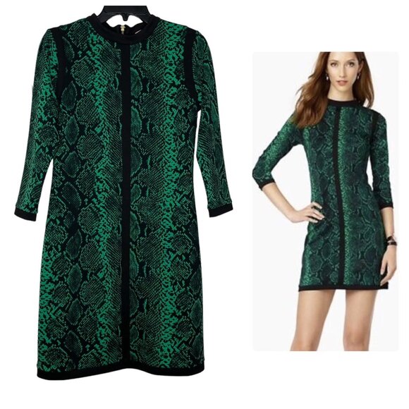Juicy Couture Womens Dress Size Medium Snake Print 3/4 Sleeves Green Black - Picture 1 of 7